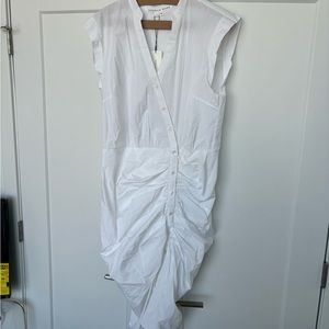 Veronica Beard Ruched White Shirtdress